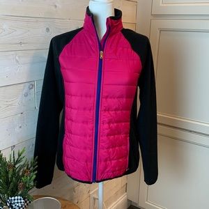 Black and Pink Fleece Jacket by Ralph Lauren - Size L